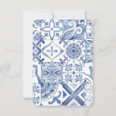 Invitation Aquarelle Olive Blue tuile Grèce Mariage (Dos)