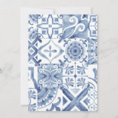 Invitation Aquarelle Olive Blue tuile Grèce Mariage (Dos)