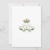 Invitation Aquarelle Olive Feuille Gold Bride Tea Party (Dos)