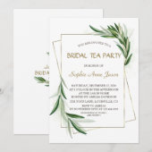 Invitation Aquarelle Olive Feuille Gold Bride Tea Party (Devant / Derrière)