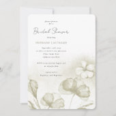 Invitation Aquarelle Olive Green Fête des mariées Florale (Devant)