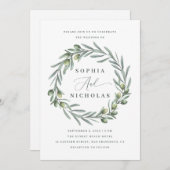 Invitation Aquarelle Olive Mariage italien | Code photo et QR (Devant / Derrière)