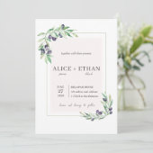 Invitation Aquarelle olive rustique (Debout devant)