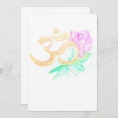 Invitation Aquarelle OM symbole avec fleurs (Devant / Derrière)