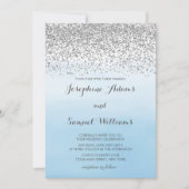 Invitation Aquarelle Ombre bleu et Mariage Parties scintillan (Devant)
