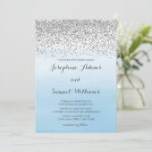 Invitation Aquarelle Ombre bleu et Mariage Parties scintillan (Debout devant)