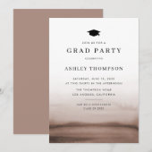 Invitation Aquarelle Ombre Brown Moderne Graduation Party (Devant / Derrière)