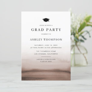 Invitation Aquarelle Ombre Brown Moderne Graduation Party