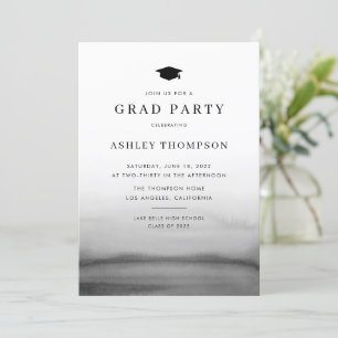 Invitation Aquarelle Ombre gris foncé Parti de graduation mod