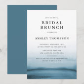 Invitation Aquarelle Ombre Marine Bleu Moderne Bridal Brunch (Devant / Derrière)