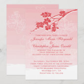 Invitation Aquarelle Ombre rouge Mariage de fleurs de printem (Devant / Derrière)
