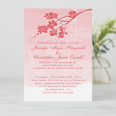 Invitation Aquarelle Ombre rouge Mariage de fleurs de printem (Debout devant)
