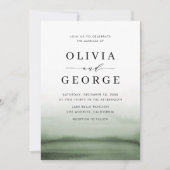 Invitation Aquarelle Ombre Vert Mariage moderne (Devant)
