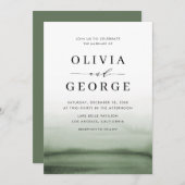 Invitation Aquarelle Ombre Vert Mariage moderne (Devant / Derrière)