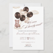 Invitation Aquarelle on peut attendre baby shower garçon (Devant)
