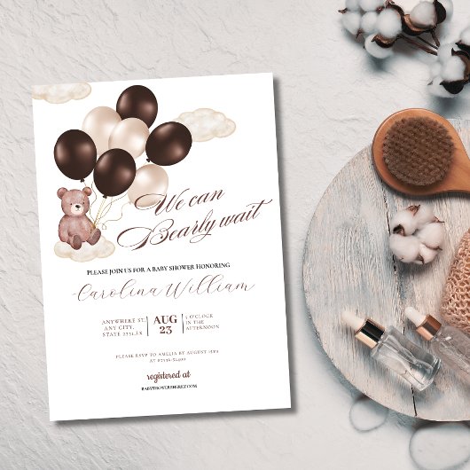 Invitation Aquarelle on peut attendre baby shower garçon