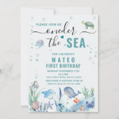 Invitation Aquarelle One der La mer 1er anniversaire (Devant)