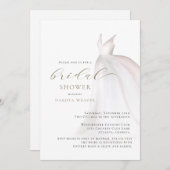 Invitation Aquarelle or blanc Mariage Fête des mariées robe (Devant / Derrière)