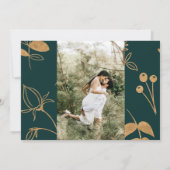 Invitation Aquarelle Or Et Roses Vert Changent La Date (Dos)