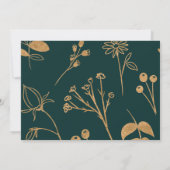 Invitation Aquarelle or et vert Rose Mariage (Dos)