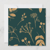 Invitation Aquarelle or et vert Rose Mariage Carré (Dos)