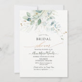 Invitation Aquarelle or Faux Fête des mariées Eucalyptus (Devant)