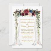 Invitation Aquarelle or mariage Canopy Arche florale (Devant)