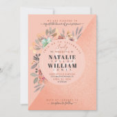 Invitation Aquarelle or rose Floral Chic Mariage (Devant)