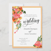 Invitation Aquarelle orange brillante Florale (Devant)