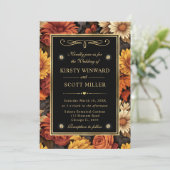 Invitation Aquarelle orange Brown Feuilles de automne Mariage (Debout devant)