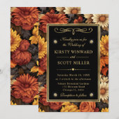 Invitation Aquarelle orange Brown Feuilles de automne Mariage (Devant / Derrière)