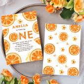 Invitation Aquarelle orange Citrus Baby Premier anniversaire