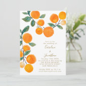 Invitation Aquarelle Orange Citrus Fruit Script Mariage Inv (Debout devant)