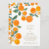 Invitation Aquarelle Orange Citrus Fruit Script Mariage Inv (Devant / Derrière)