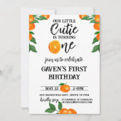 Invitation Aquarelle orange d'anniversaire Little Cutie (Devant)