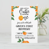 Invitation Aquarelle orange d'anniversaire Little Cutie (Debout devant)