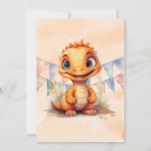 Invitation Aquarelle Orange Dinosaur Baby shower garçon (Dos)