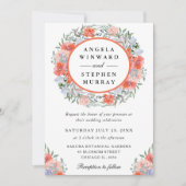 Invitation Aquarelle Orange et Mariage de couronne violet (Devant)