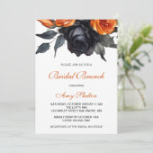 Invitation Aquarelle orange et noire Brunch nuptial floral (Debout devant)