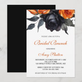 Invitation Aquarelle orange et noire Brunch nuptial floral (Devant / Derrière)