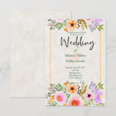 Invitation Aquarelle orange et violet mariage floral invita (Devant / Derrière)