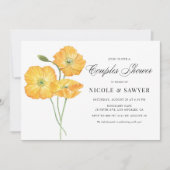 Invitation Aquarelle orange Fleurs de pavot Couples Douche (Devant)