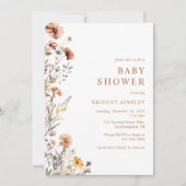 Invitation Aquarelle Orange Floral Baby shower automne (Devant)