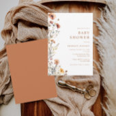 Invitation Aquarelle Orange Floral Baby shower automne