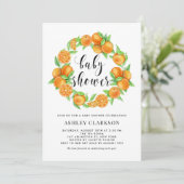 Invitation Aquarelle Orange Fruit Wreath Baby shower d'été (Debout devant)