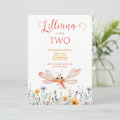 Invitation Aquarelle orange mignonne dragonfly Girl'anniversa (Debout devant)