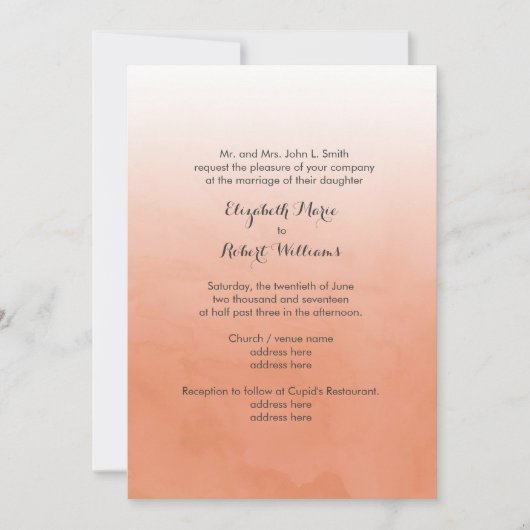 Invitation Aquarelle orange Ombre (Devant)