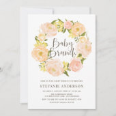 Invitation Aquarelle Orange Peony Wreath Baby Brunch (Devant)