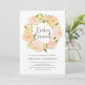 Invitation Aquarelle Orange Peony Wreath Baby Brunch (Debout devant)