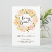 Invitation Aquarelle Orange Peony Wreath Baby Sprinkel (Debout devant)